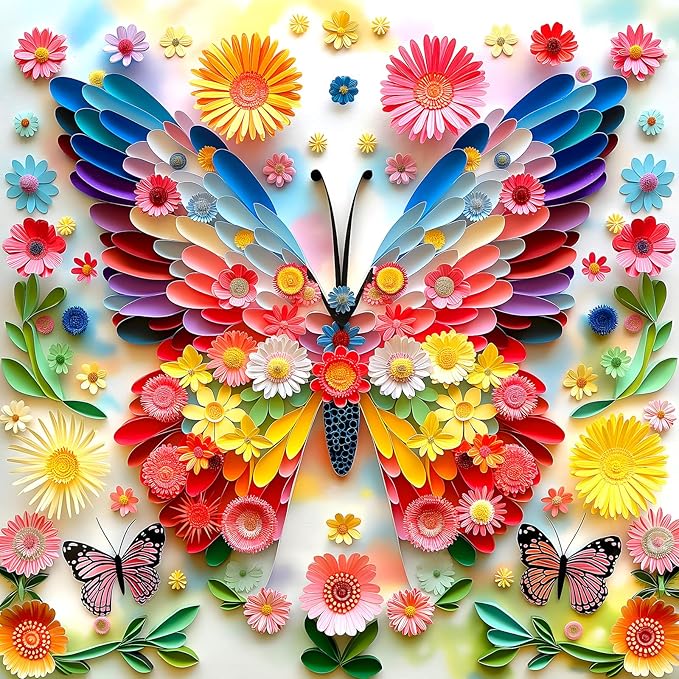 Puzzles for Adults 500 Pieces Colorful Butterfly FlowerJigsaw Puzzles 500 Pieces Difficult Fun Paper Art Unique Beautiful Family Puzzle Challenging Games Gift for Teens Kids Adults (20"x20")