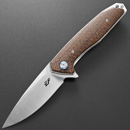 Eafengrow EF972 Folding Knife, D2 Steel Blade Micarta Handle Pocket Knife Folder for Outdoor Camping Hiking Working EDC Tool Knife(Brown)