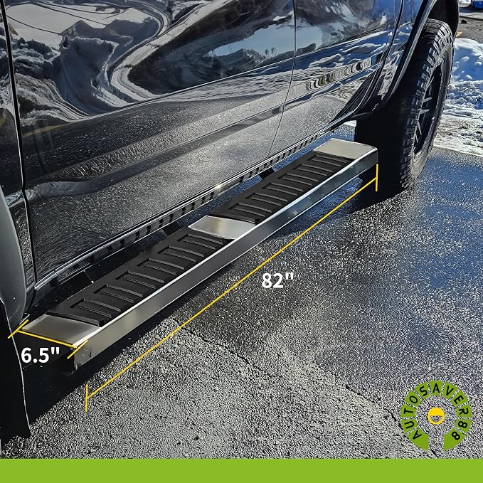 AUTOSAVER88 6.5" Running Boards Compatible with 2019-2026 Chevy Silverado/GMC Sierra 1500, 2020-2026 2500HD 3500HD Extended/Double Cab, Chrome Side Step Nerf Bars