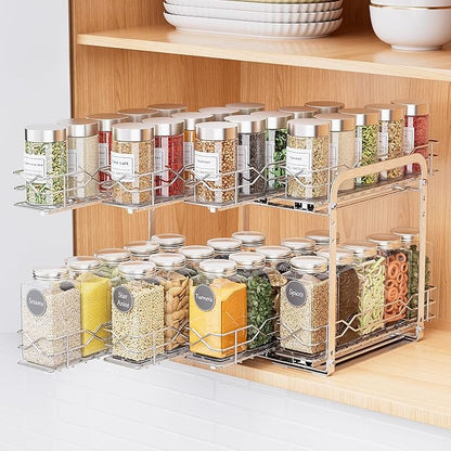 BOIVSHI Spice Rack Organizer, Heavy Duty Vertical Spice Rack Pull Out