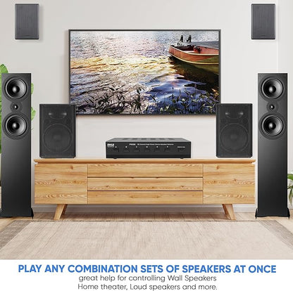 Pyle Home Premium New and Improved 6 Zone Channel Speaker Switch Selector