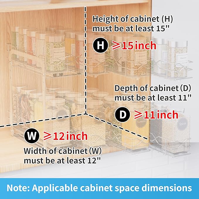 BOIVSHI Spice Rack Organizer, Heavy Duty Vertical Spice Rack Pull Out