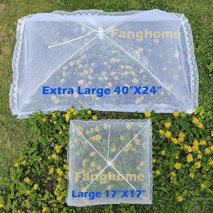 Mesh Food Covers for Outdoors, 1 Pack 40"X24" Extra Large Food Net + 5 Pack