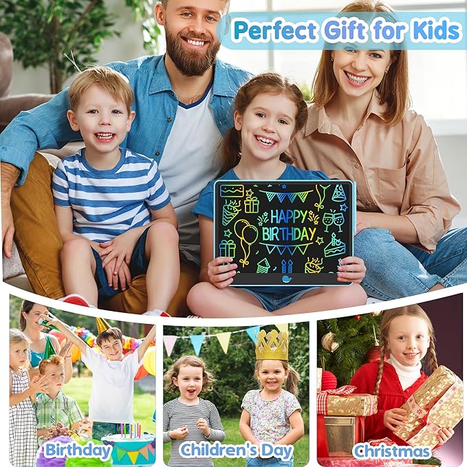 Hockvill LCD Writing Tablet for Kids 16 Inch, Toys for Girls Boys Drawing Pad for 3 4 5 6 7 8 Year Old Kid, Toddler Magnetic Doodle Board Travel Essentials Christmas Birthday for Children (Blue)