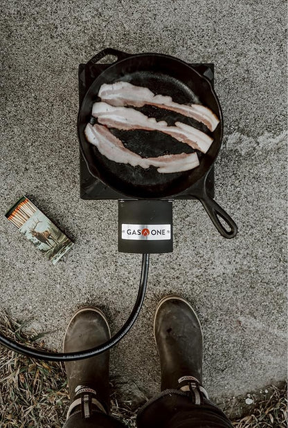GasOne High Pressure Single Propane Burner - Outdoor Cooking with Heat Shield and Guard ??Propane Burner Head for Camping, Tailgating, Seafood Boil, Home Brewing - Patent Pending