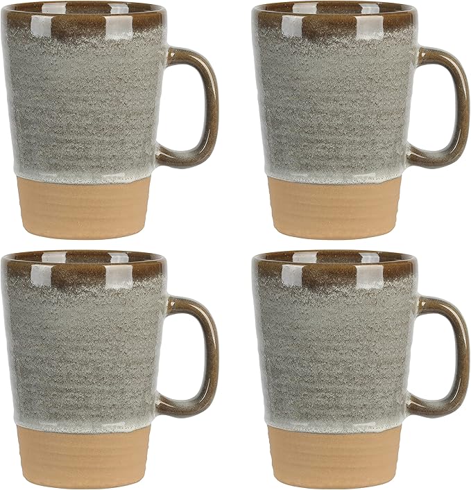 Gibson Elite 4 Pack Dreamweaver Terracotta Reactive 17 OZ Mug Set - Earthy Brown