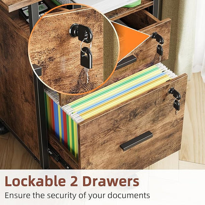 GYIIYUO 2 Wood Drawer Lockable File Cabinet