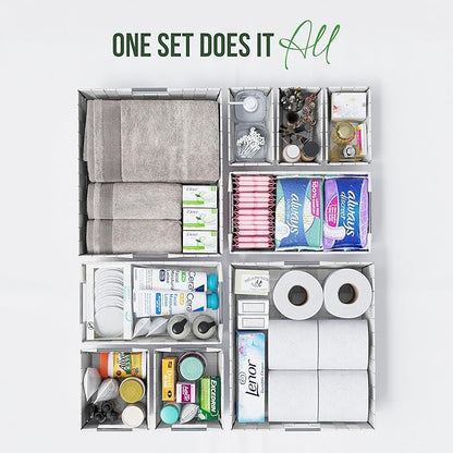 Baskets For Organizing Set Of 9 White - Storage Baskets For Shelves - Perfect Closet Organizer Bins, Bathroom Basket, and Pantry Basket - Small Storage Bins For Shelves - Bin For Organization