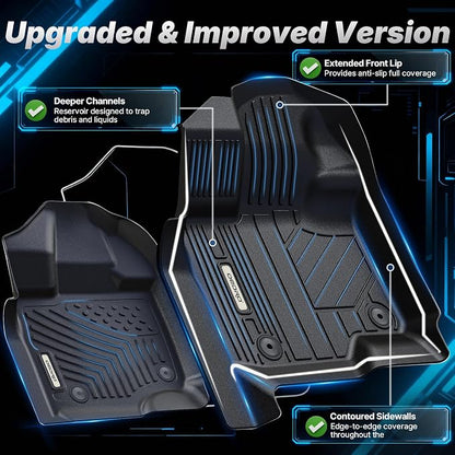 OEDRO Floor Mats Fit for Toyota Tacoma 2024 2025 2026 Double Cab Auto Trans (NOT for Hybrid), Custom TPE All Weather Floor Liners for Tacoma TRD/SR/SR5/limited Car Front&Rear 2 Row Mats