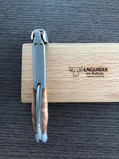 Laguiole En Aubrac Sommelier Waiter's Corkscrew, Teak Burl Wood Handle, Wine Opener With Foil Cutter & Bottle Opener, Stainless Steel Brushed Bolsters…