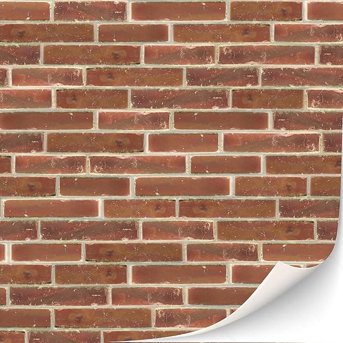 3 Sheets Self-Adhesive Wall Cladding for Dollhouse 1:12 Scale (Glazed Red)