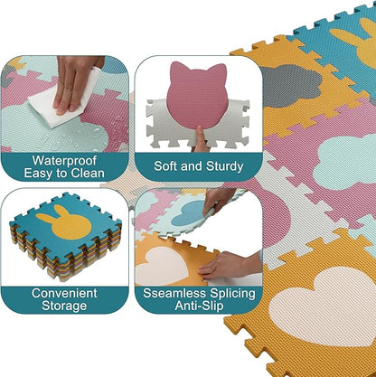 Baby Play Mats for Floor, Foam Baby Play Mat, Foam Play Mats Shapes Puzzle Mat 9 Pieces