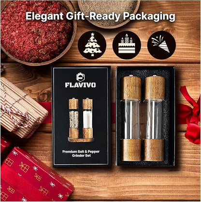 Wooden Salt and Pepper Grinder Set, Manual Premium Acrylic Salt and pepper Mills