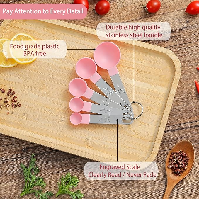 Measuring Cups and Spoons Set of Huygens Kitchen Gadgets 10 Pieces, Stackable