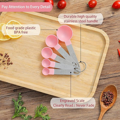 Measuring Cups and Spoons Set of Huygens Kitchen Gadgets 10 Pieces, Stackable