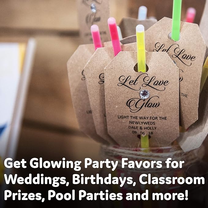 PartySticks Glow Sticks Party Supplies 1000 pack - 8 Inch Glow in The Dark Light Up Sticks Party Favors, Glow Decorations, Neon Party Glow Necklaces and Bracelets with Connectors