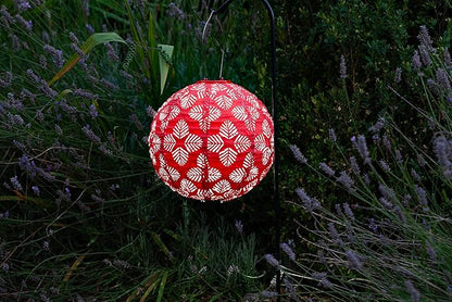 Allsop Soji Stella - Brights Geo Palm - 12" Outdoor Solar Lantern - Chili
