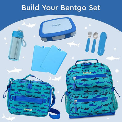 Bentgo Kids Bento-Style 5-Compartment Leak-Proof Lunch Box - Ideal Portion Sizes for Ages 3 to 7 - Durable, Drop-Proof, Dishwasher Safe, PFAS & BPA-Free & Made with Food-Safe Materials (Blue)