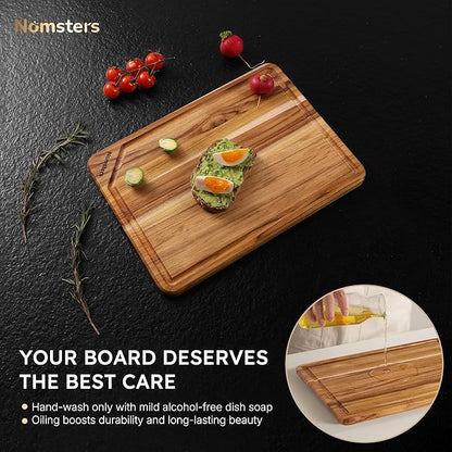 Teak Wood Cutting Board for Kitchen 13inch Charcuterie Board Serving Heavy Duty