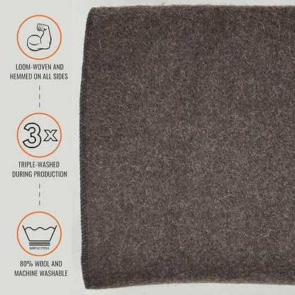 Arcturus Military Wool Blanket - Warm, Thick, Washable - Great for Outdoors, Camping, Stadium Blanket, Picnics, Travel - Car & Bushcraft Survival Kits