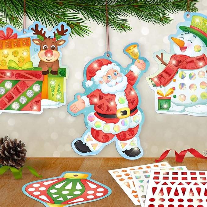 Imagimake Mirror Mosaic Christmas Kids Art Set | DIY Craft Kit | Foil Stickers for Kids | Birthday Gift for Girls and Boys Ages 3,4,5,6,7,8 | Christmas Toys for Girls Age 4,5,6,7,8