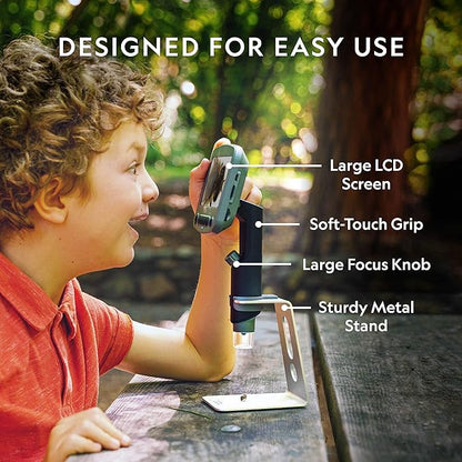 National Geographic Digital Microscope for Kids – 40-Piece Handheld Microscope, Lightweight, Portable, Capture 1080p Photos & Video on Micro SD Card, Tilting 4.3-Inch LCD Screen, 800x Magnification