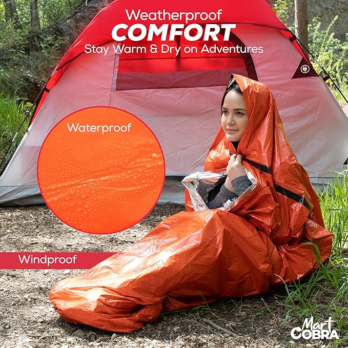 Emergency Sleeping Bag 3 Pack | for Survival Gear and Supplies Life Bivy Sack Waterproof Mylar Emergency Blankets for Survival Kit Car Camping Gear Hiking Tac Bivvy Go Bag Supplies Sleep Sacks Shelter