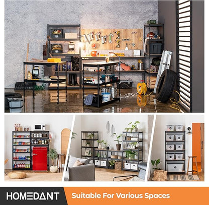 HOMEDANT 28"W x 12.3"D x 59.5"H 5-tier Boltless Metal Shelving Unit Adjustable Garage Storage Utility Rack Heavy Duty Shelves Organization Multipurpose Shelf Warehouse Kitchen Living Room pantry 4Pack