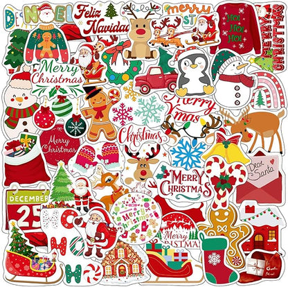 Christmas Stickers Christmas Decorations Party Supplies Party Favors Accessories Gift Idea For Boys Girls Kids Teens Adult Family Celebration Christmas Tree Santa Claus Reindeer Winter Snow Xmas Décor