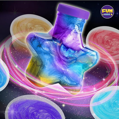 Toy Galaxy Slime Kit for Boys Girls 10-12, FunKidz Ultimate Metallic Slime Making Kit for Kids Ages 8-10 D.I.Y. Glow, Galactic, Fun Slime Gifts