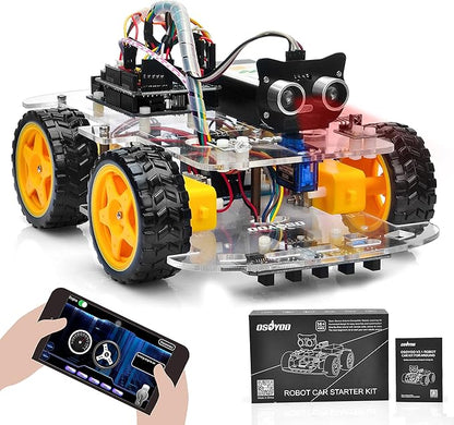 OSOYOO Robot Car Starter Kit for Arduino | STEM Remote Controlled App Educational Motorized Robotics for Building Programming Learning How to Code | IOT Mechanical DIY Coding for Teens Adults