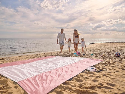 WEKAPO Beach Blanket Sandproof Waterproof, Extra Large Beach Mat, Oversized & Compact Sand Free Mat Quick Drying, Lightweight & Durable with Stakes & Corner Pockets