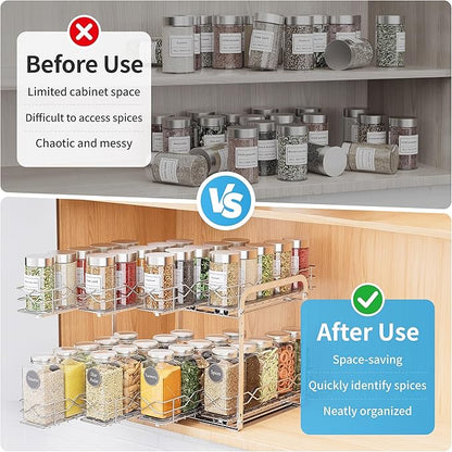BOIVSHI Spice Rack Organizer, Heavy Duty Vertical Spice Rack Pull Out