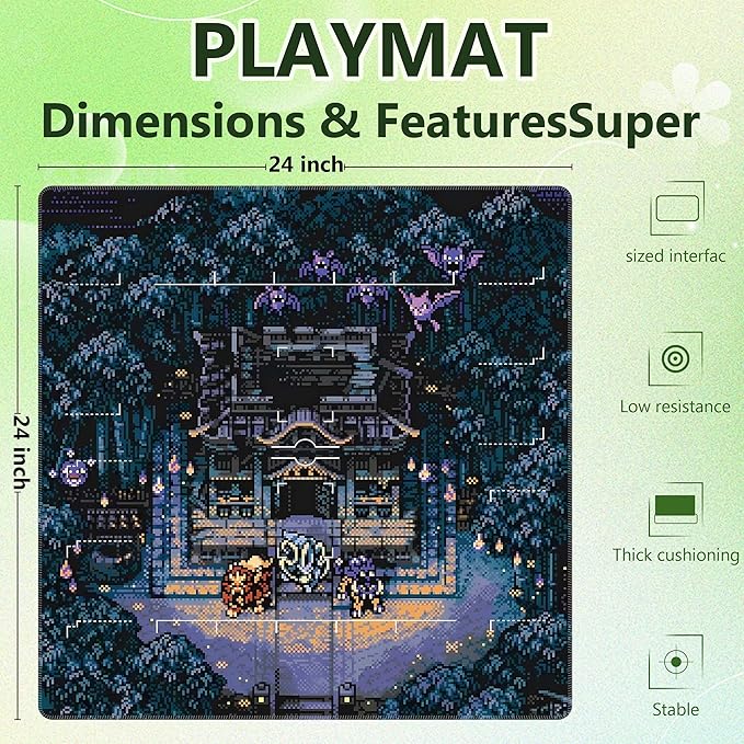 Premium PTCG playmat Set - 24x24 for Pokemon mat with 22 Damage counters and Storage Bag - Ideal for PTCG Board Game and TCG Play (Style3)