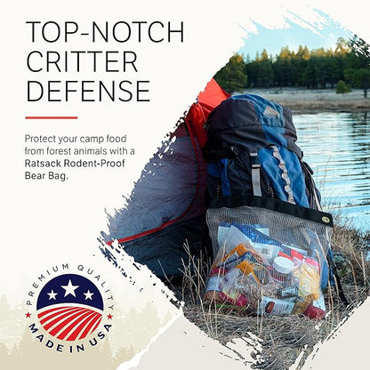 The RATSACK Ultralight Camping Bundle - Rodent Proof Dry Bag for Backpacking - Bear Bag Food Storage for Camping with Coghlans Odor Proof & Waterproof Bag, Survival Utility Rope and Carabiner (Medium)