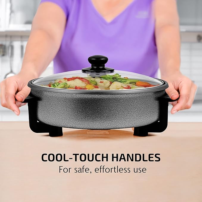 OVENTE 11.5-Inch Electric Skillet & Frying Pan, 1400W Nonstick Cooking Pan