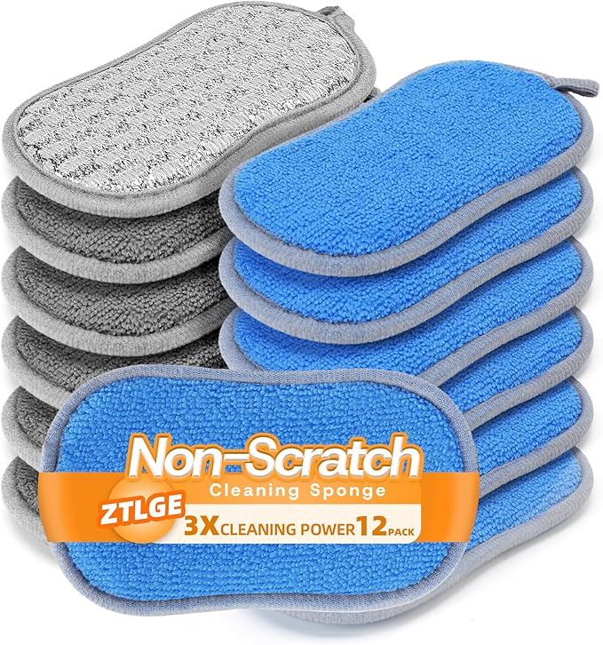 Multi-Purpose Scrub Kitchen Sponges – 12 Pack Dish Sponge, Dual-Sided