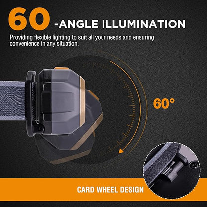 EverBrite Rechargeable Headlamp, 700 Lumens Head lamp for Adults, 6 Modes with White/Red/Green Light, 60° Adjustable LED Headlight for Hunting, Running, and Hiking