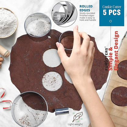 Cookie Cutter Set, Measuring 1'', Round Metal Baking Rings