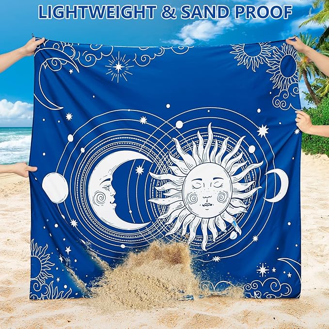 Beach Blanket Waterproof Sandproof Beach Mat 79" X 83"/10'x9'for 2-8 Adults Quick Drying Outdoor Picnic Mat Beach Accessories for Travel, Camping, Hiking
