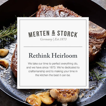 Merten & Storck Pre-Seasoned Carbon Steel 12” Frying Pan Skillet, Use on Induction, Stove and Grill, Durable, Even-Heating, for Searing, Grilling, Oven Use, and Campfire, Indoor/Outdoor