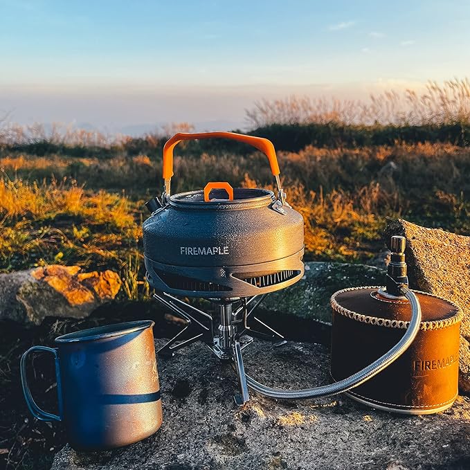 Fire-Maple Feast 4 Piece Camping Cookware Cookware Cookware Kit Outdoor Cookware Set with Pots, Kettle, Saucepans and Spatula for Hiking Fishing Picnic