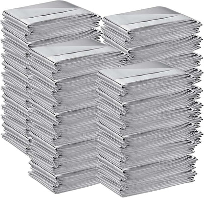 Kanayu 100 Pack Emergency Thermal Blankets Bulk 64 x 84 Disposable Foil Space Blankets for Survival First Aid Camping Hiking Outdoor