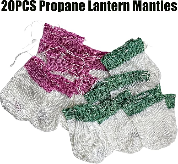 20PCS Propane Lantern Mantles, 2x3.3 Inches, String Tie Style for Camping and Outdoor Gas Lamps/Lantern Accessories