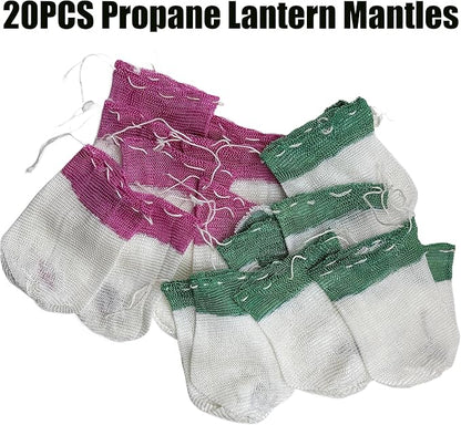 20PCS Propane Lantern Mantles, 2x3.3 Inches, String Tie Style for Camping and Outdoor Gas Lamps/Lantern Accessories