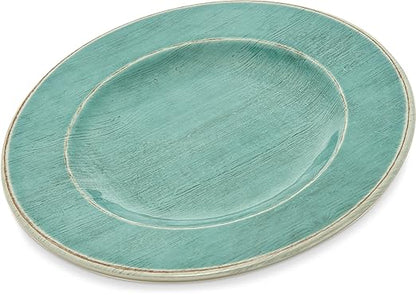 Carlisle FoodService Products Grove Reusable Plastic Plate Salad Plate with Rim for Home and Restaurant, Melamine, 9 Inches, Aqua