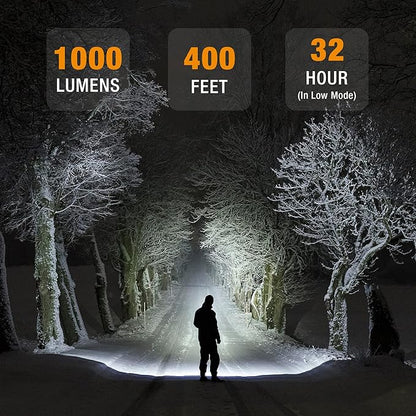 EverBrite Rechargeable Headlamp, 1000 Lumen LED Rechargeable Headlight with 5 Light Modes, Magnetic Base and Adjustable Headstrap,Perfect for Camping, Hiking, Caving, Fishing
