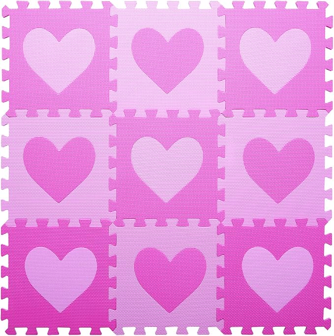 Coolcandy Baby Play Mat Without Fence, 9Pcs Interlocking Puzzle Floor Mat, 0.4" Thick Non-Toxic EVA Foam Play Mat, for Infants & Toddlers 3-36 Months, Soft Puzzle Tiles for Play Areas