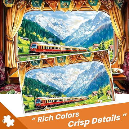 500 Piece Puzzle for Adult,Delicious Food Cartoon Jigsaw Puzzle for Adults Kids Seniors,Countryside Vintage Train Puzzle for Kids Ages 8-10 10-12,Challenging Puzzles Perfect for Game Nights,20.5*15 In