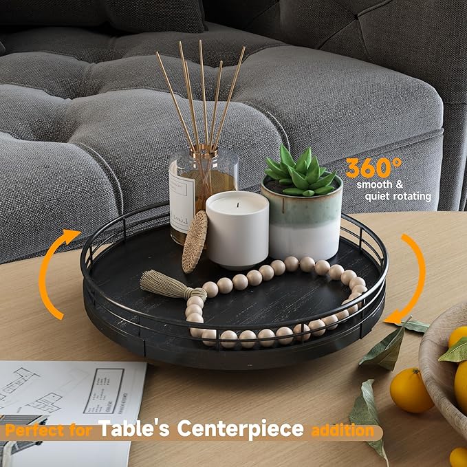 9" Oak Bathroom Vanity Tray Turntable